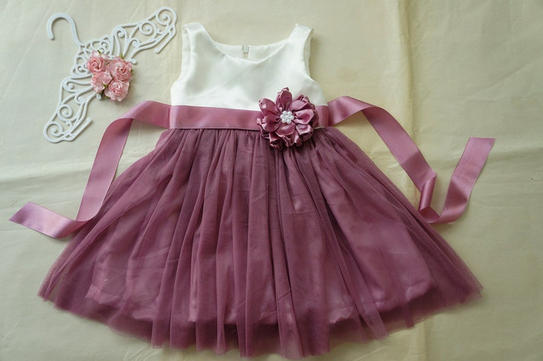 Ivory tulle flower girl dress Navy blue girl dress Flower girl dresses Little girl dress Country flower girls