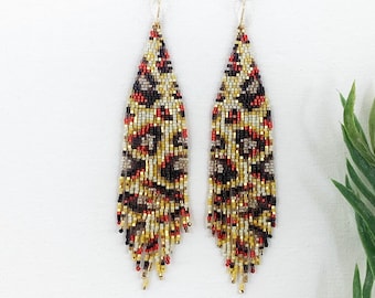 Animal Print Seed Bead Earrings: Boho Giraffe Style