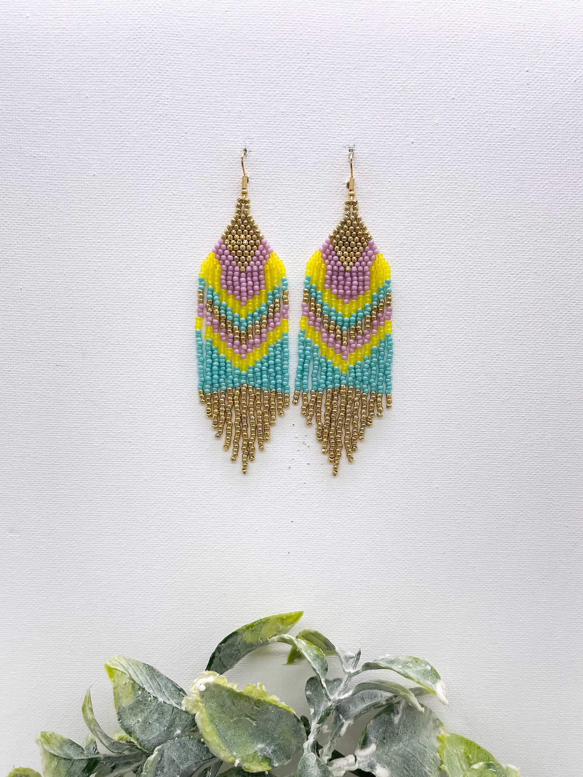 Bright Fringe Beaded Earrings Beaded Work Colorful Seed Bead - Etsy