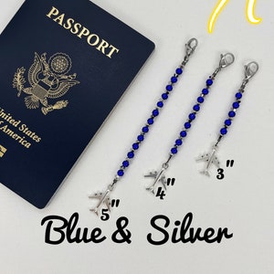 Airplane Zipper Pull, Flight Attendant Dress Zipper Pull, Plane Charm Zipper Pull A-blue&silver