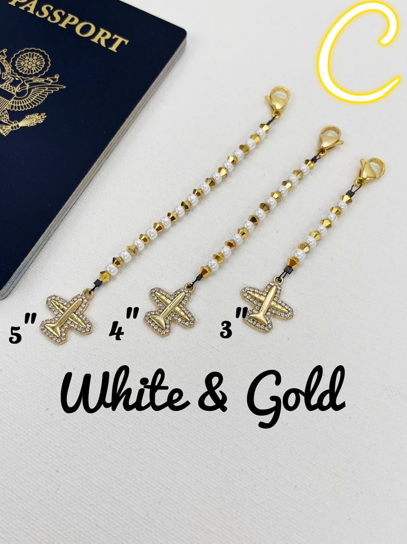 Airplane Zipper Pull, Flight Attendant Dress Zipper Pull, Plane Charm Zipper Pull C-white&gold