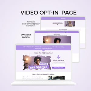Plantilla de página de suscripción de video: Embudo de imán de clientes potenciales (Elementor y WordPress)