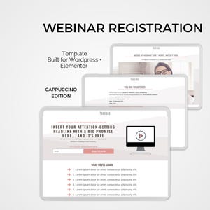 Webinar Registration Page Set Template: Cappuccino WordPress Landing Page (Elementor)