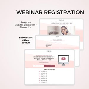 Webinar Registration Page Set Template: Strawberry WordPress Landing Page (Elementor)