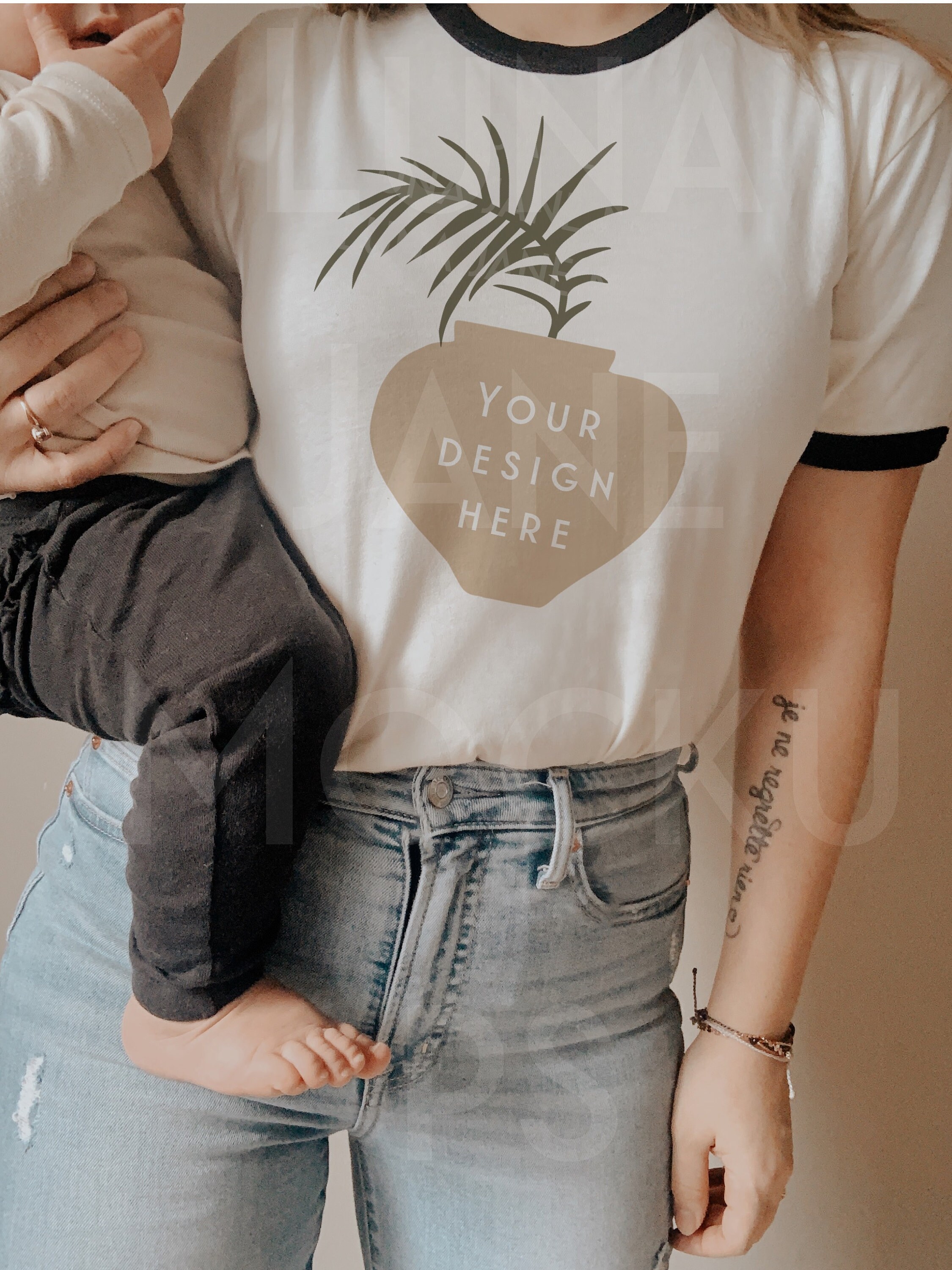 Download Ringer Tee Mockup mom and baby Bella Canvas 3055 Gildan | Etsy