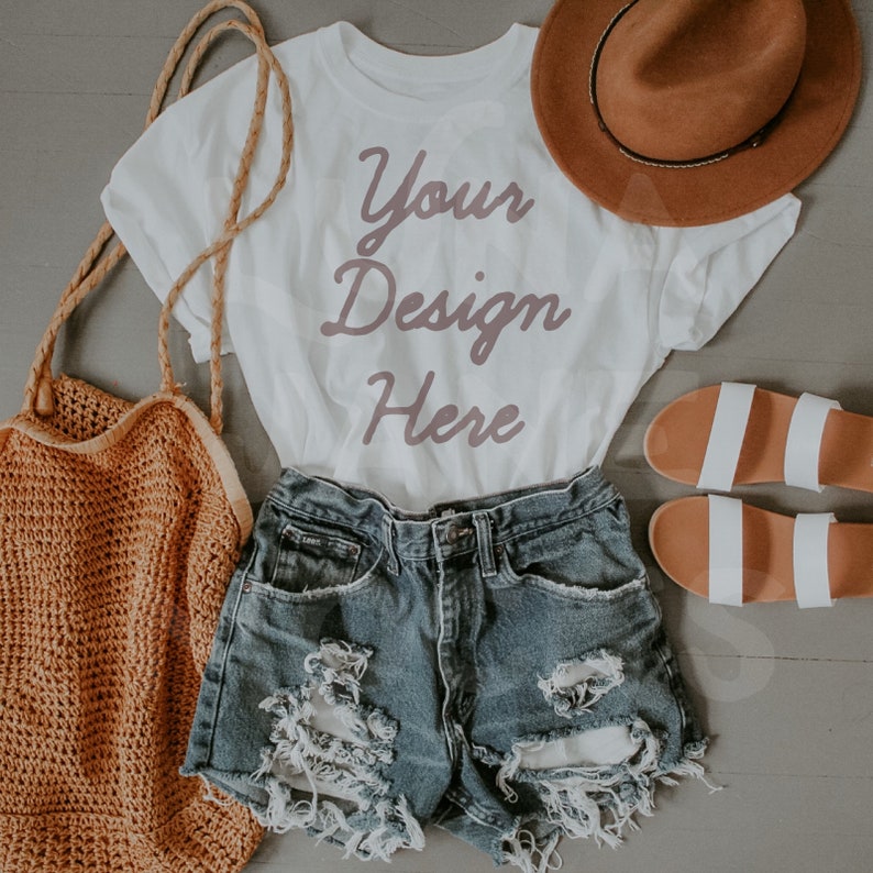 Download Bella Canvas 3001 camisa blanca Mockup Flat Lay Mockup | Etsy