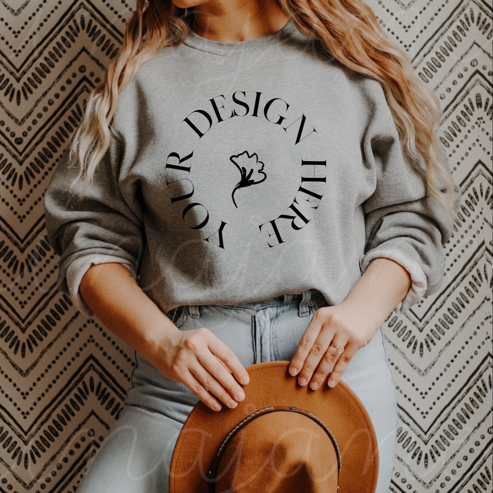 Heather Grey Sport Grey Sweatshirt Mockup Model Mockup Etsy