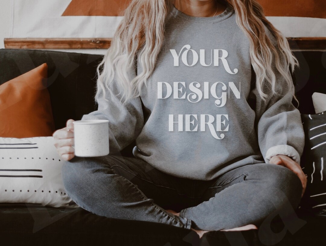 Heather Grey Sport Grey Sweatshirt Mockup Model Mockup 18000 Mockup Etsy