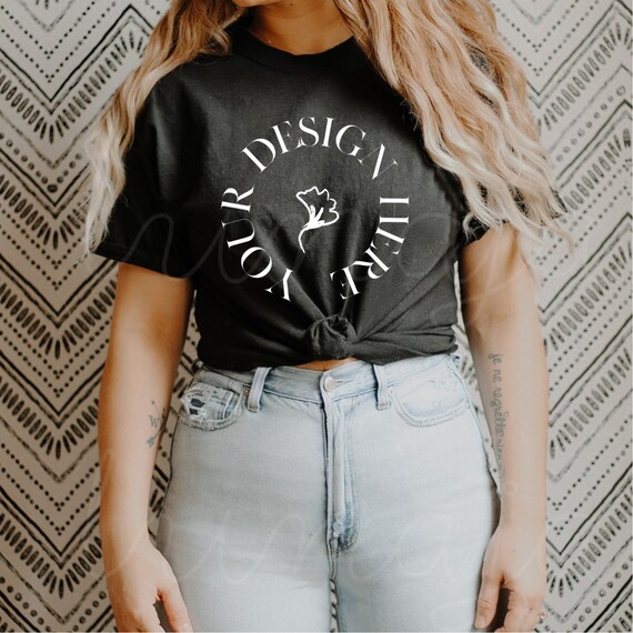 Bella Canvas 3001 Black Shirt Mockup Model Mockup Gildan Etsy