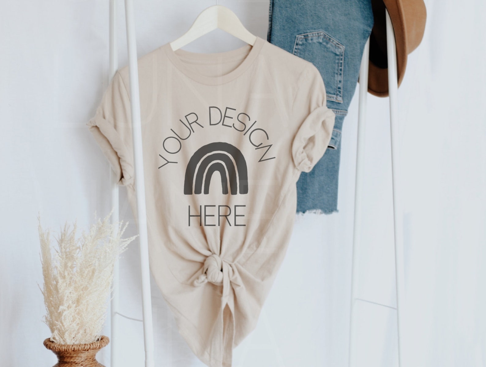 Download Bella Canvas 3001 TAN Shirt Mockup flat lay Mockup TAN t ...