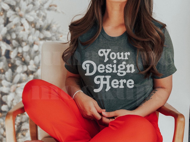 Download Bella Canvas 3001 Christmas Heather Forest Shirt Mockup | Etsy