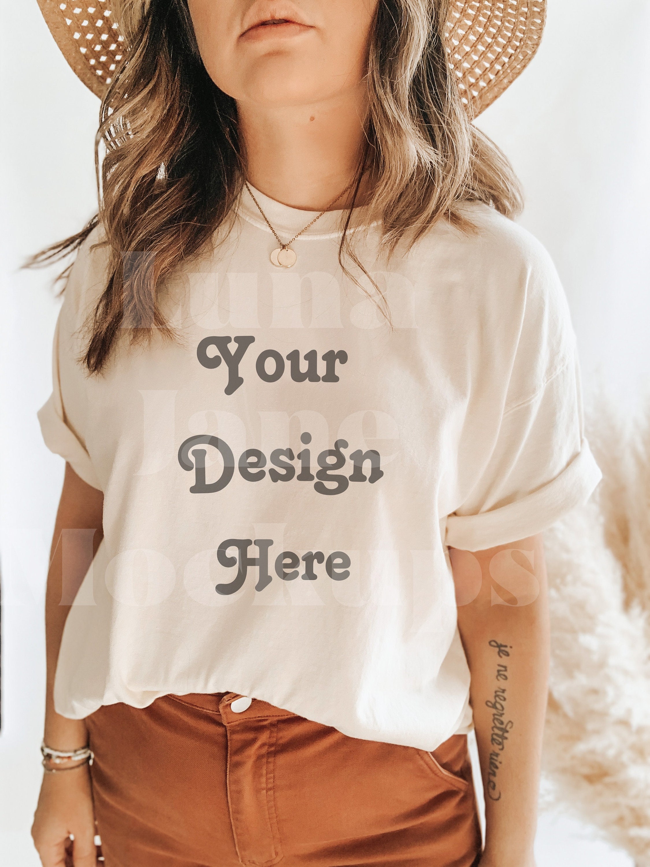 Download Comfort Colors C1717 Ivory Shirt Mockup Model Mockup Ivory ...