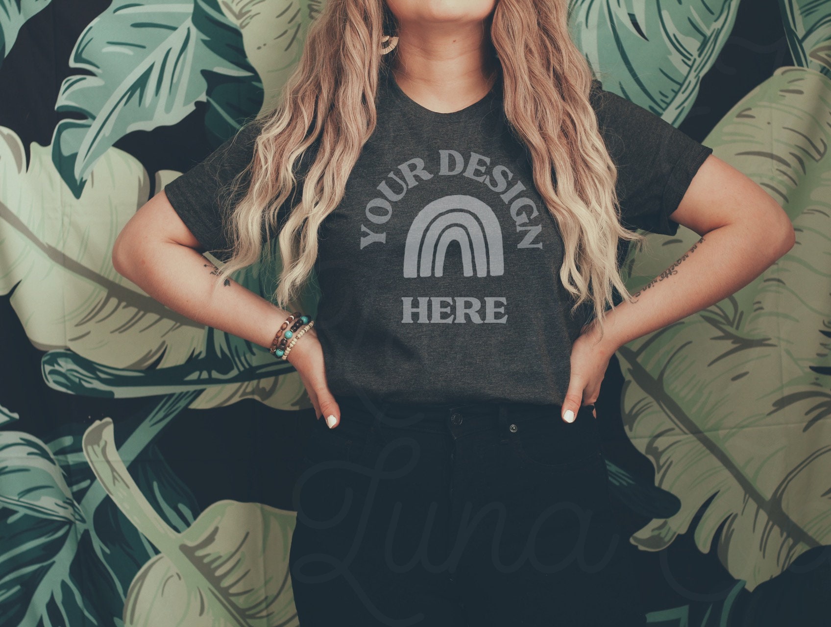 Download Bella Canvas 3001 dark heather grey Shirt Mockup Model | Etsy