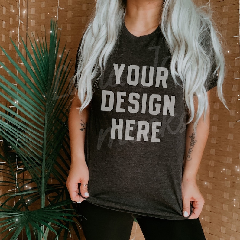 Download Bella Canvas 3001 dark heather grey Shirt Mockup Model | Etsy