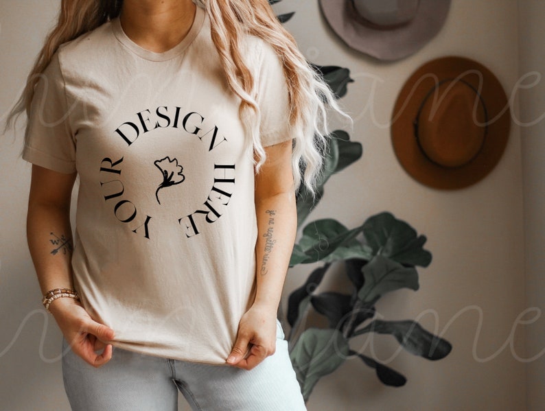 Download Bella Canvas 3001 TAN Shirt Mockup Model Mockup TAN t | Etsy