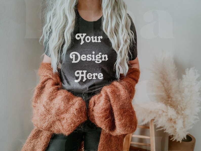 Download Bella Canvas 3001 dark heather grey Shirt Mockup Model | Etsy