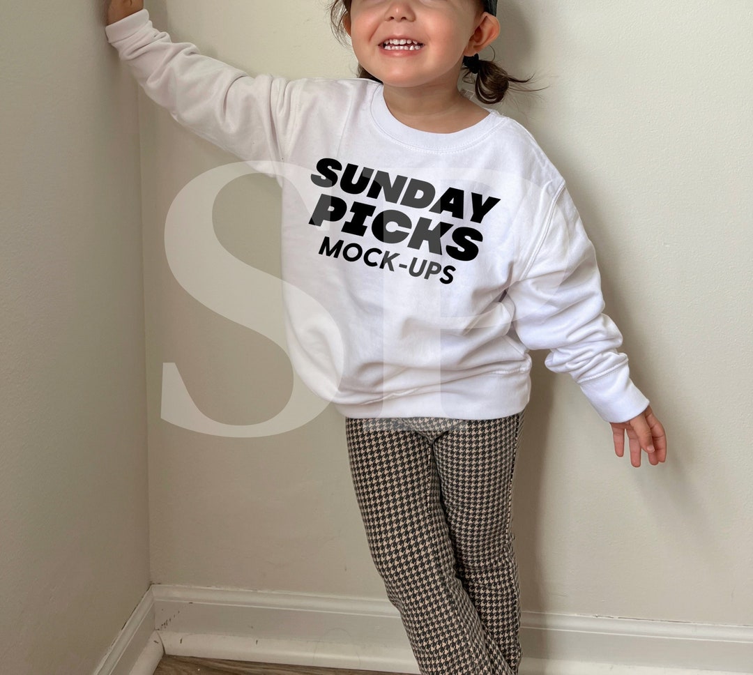 Toddler White Sweatshirt Mockup Model Mockup Toddler Baby Kid White