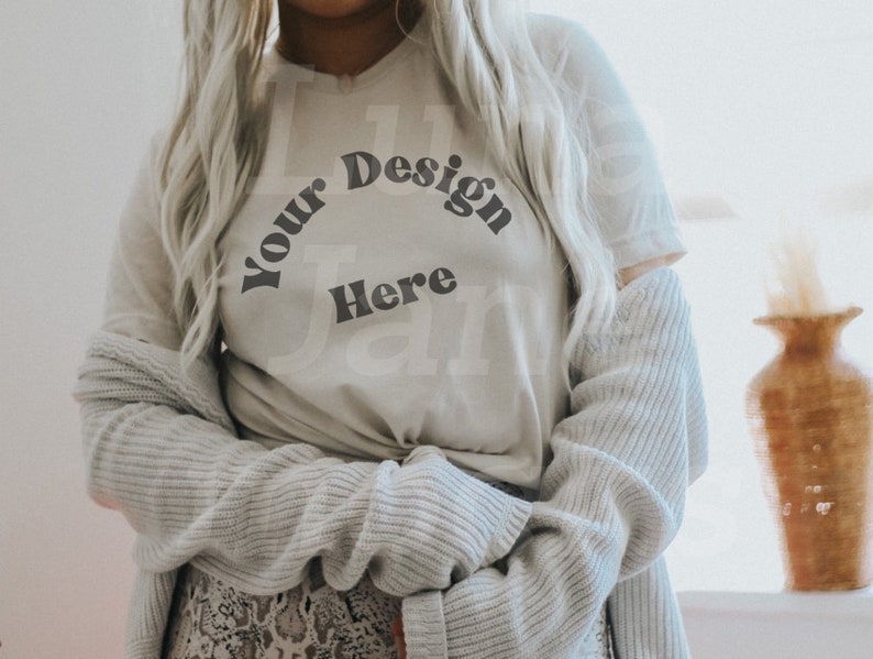 heather dust T-Shirt Mockup Bella Canvas 3001 heather dust Shirt Mockup Model Mockup
