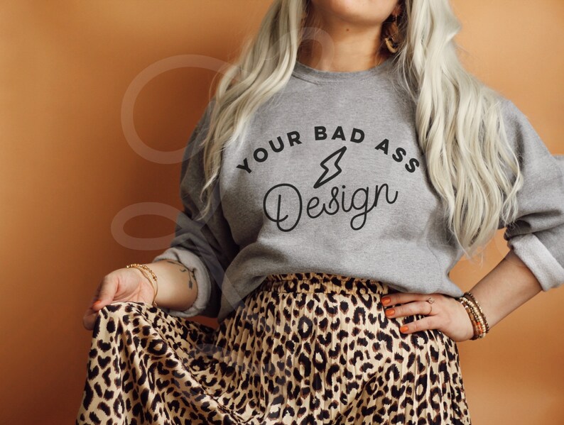 Download Gildan 18000 Sport grey Sweatshirt Mockup Model Mockup | Etsy