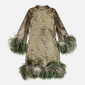 ganni green feather dress Dress green Ganni – RE Park City main image 0