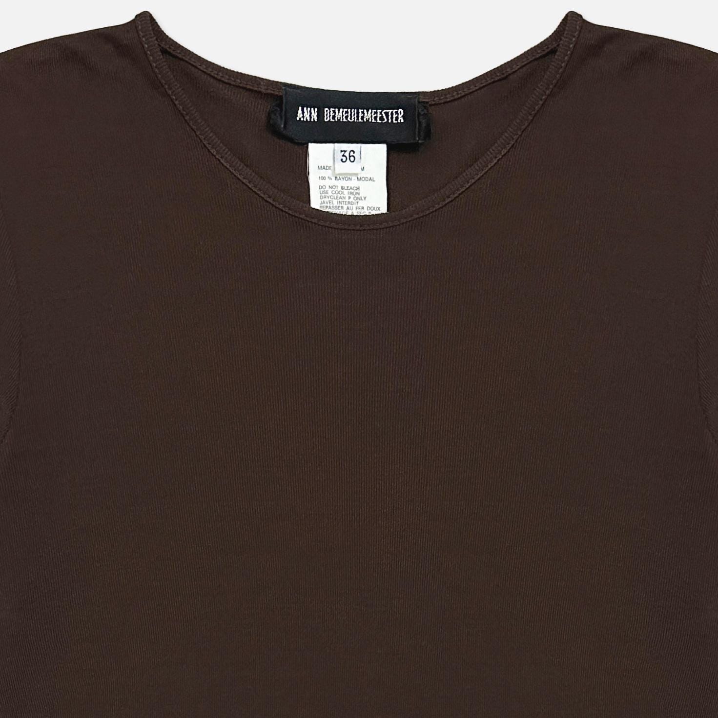 Vintage 90s Ann Demeulemeester Brown Long Sleeve Rayon Modal Knit