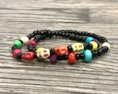 Halloween Skull Bracelet Day of the Dead Sugar Skulls All Saints Day