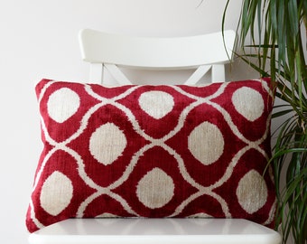 Christmas red throw pillow decorative throw pillow cover Festive pillow custom made bright red dupioni silk pillow cover