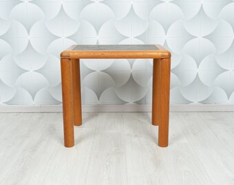 Teak coffeetable/side table with stone slab MidCentury by Haslev Møbelsnedkeri