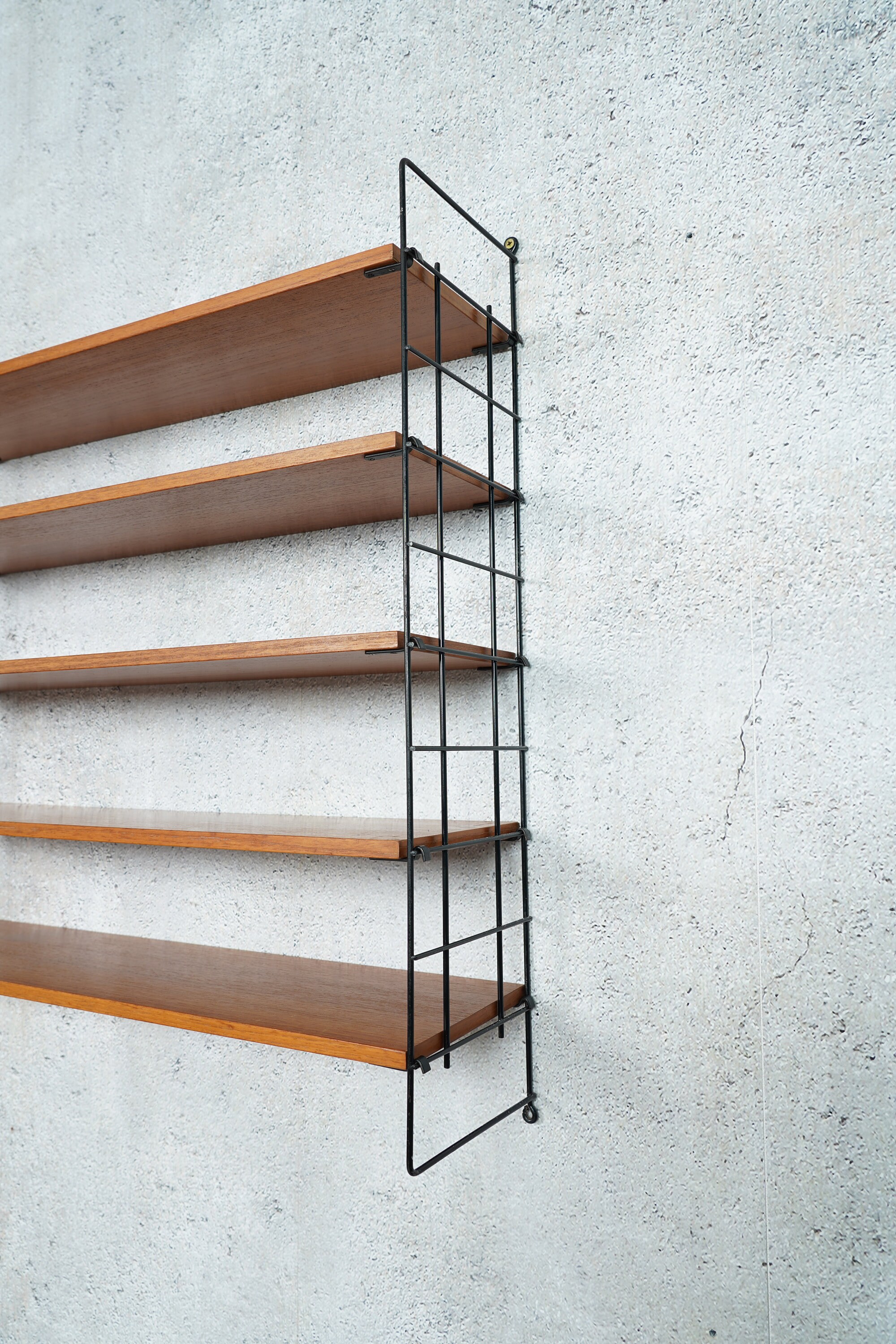 Teak Ladder Shelf Wall Shelf String MidCentury, 60s