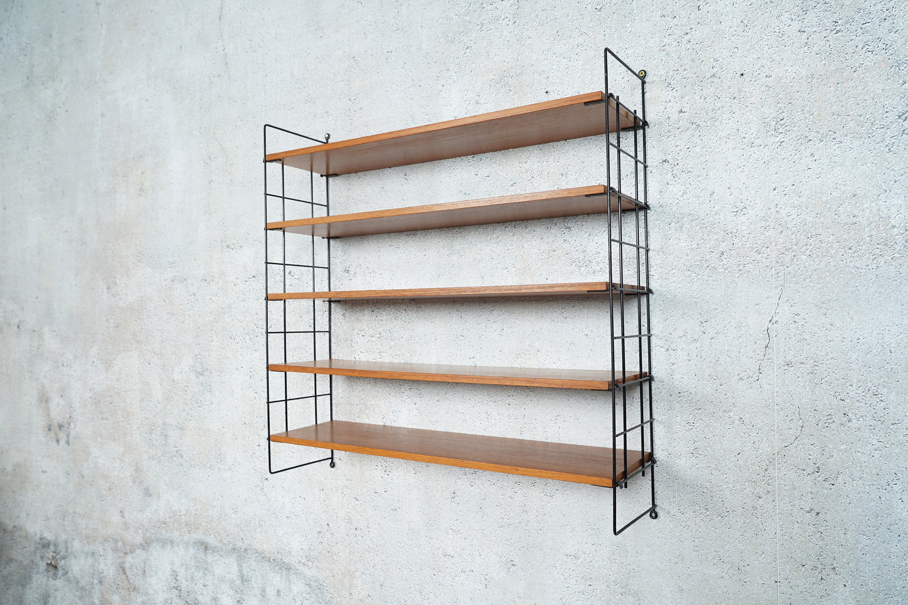 Teak Ladder Shelf Wall Shelf String MidCentury, 60s