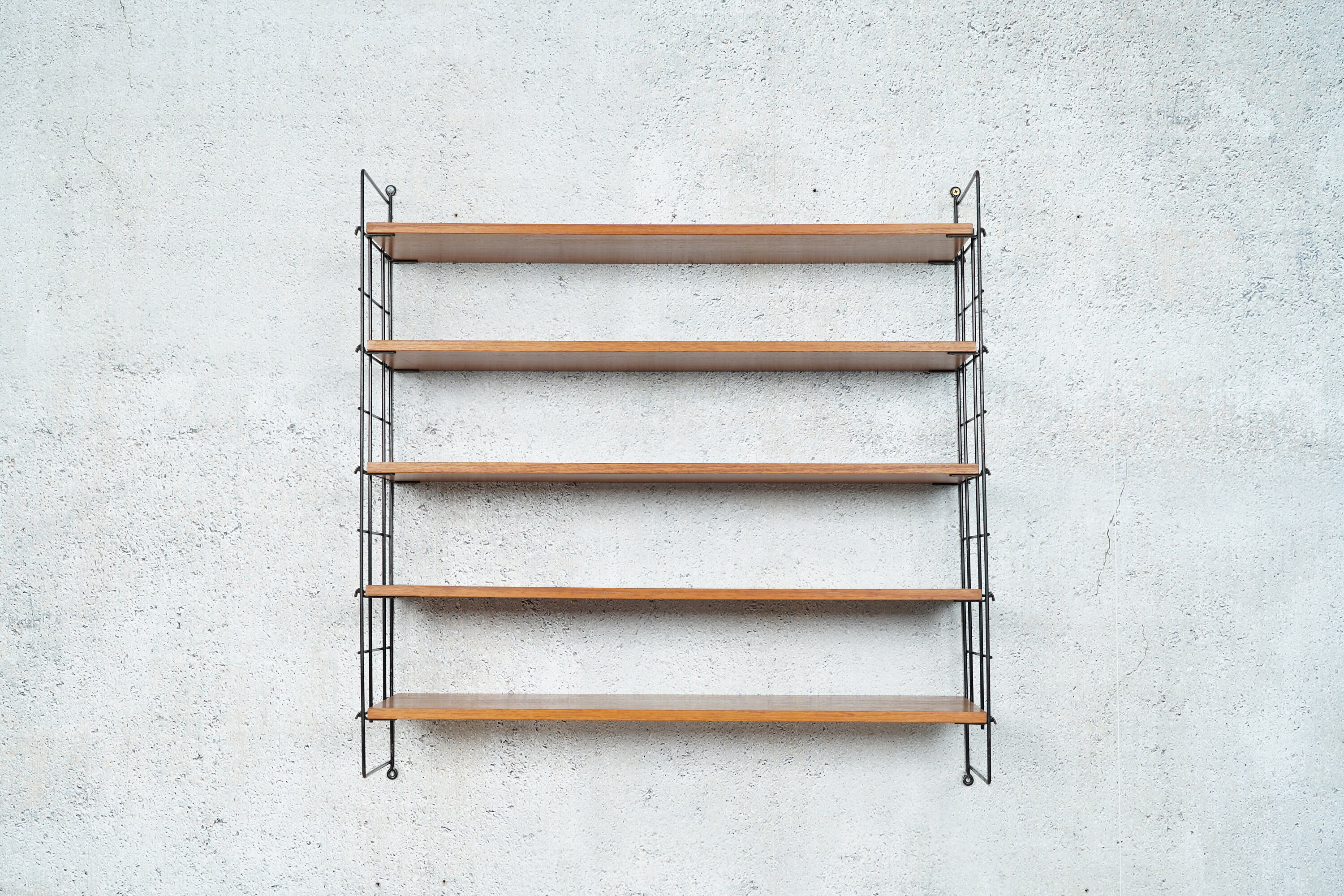 Teak Ladder Shelf Wall Shelf String MidCentury, 60s