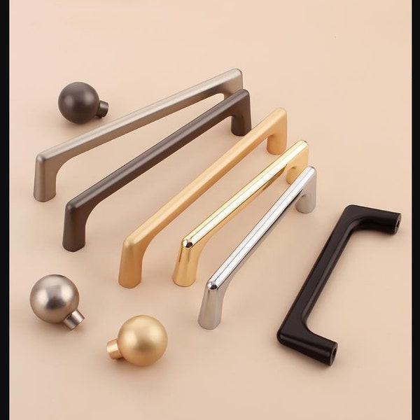 3.75" 5" 6.3" 7.55''12.6"12.59" Dressing Table Handle Kitchen Cabinet Knobs Handles Silver Gold Grey Handle 96 128 160 192 224 320 mm