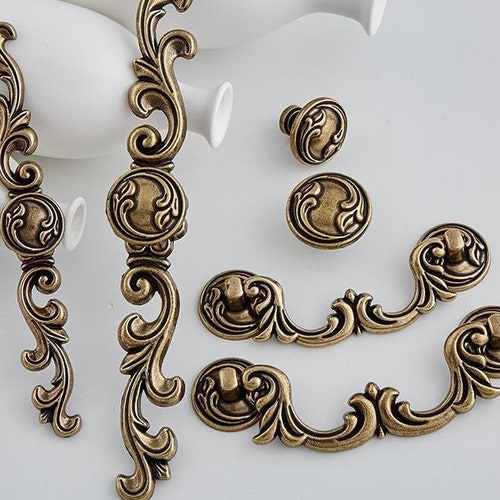 Antique Bronze Drawer Knobs Pulls Handles Drop Bail Pulls Etsy
