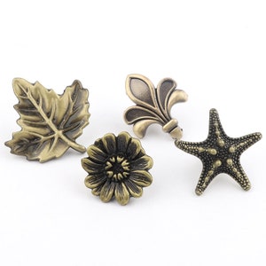 Feuille d’érable Chrysanthème Succulent Boutons d’étoile de mer Antique Bronze Cabinet Knob Antique Bronze Commode Tiroir Porte Zinc Alliage Boutons Poignées