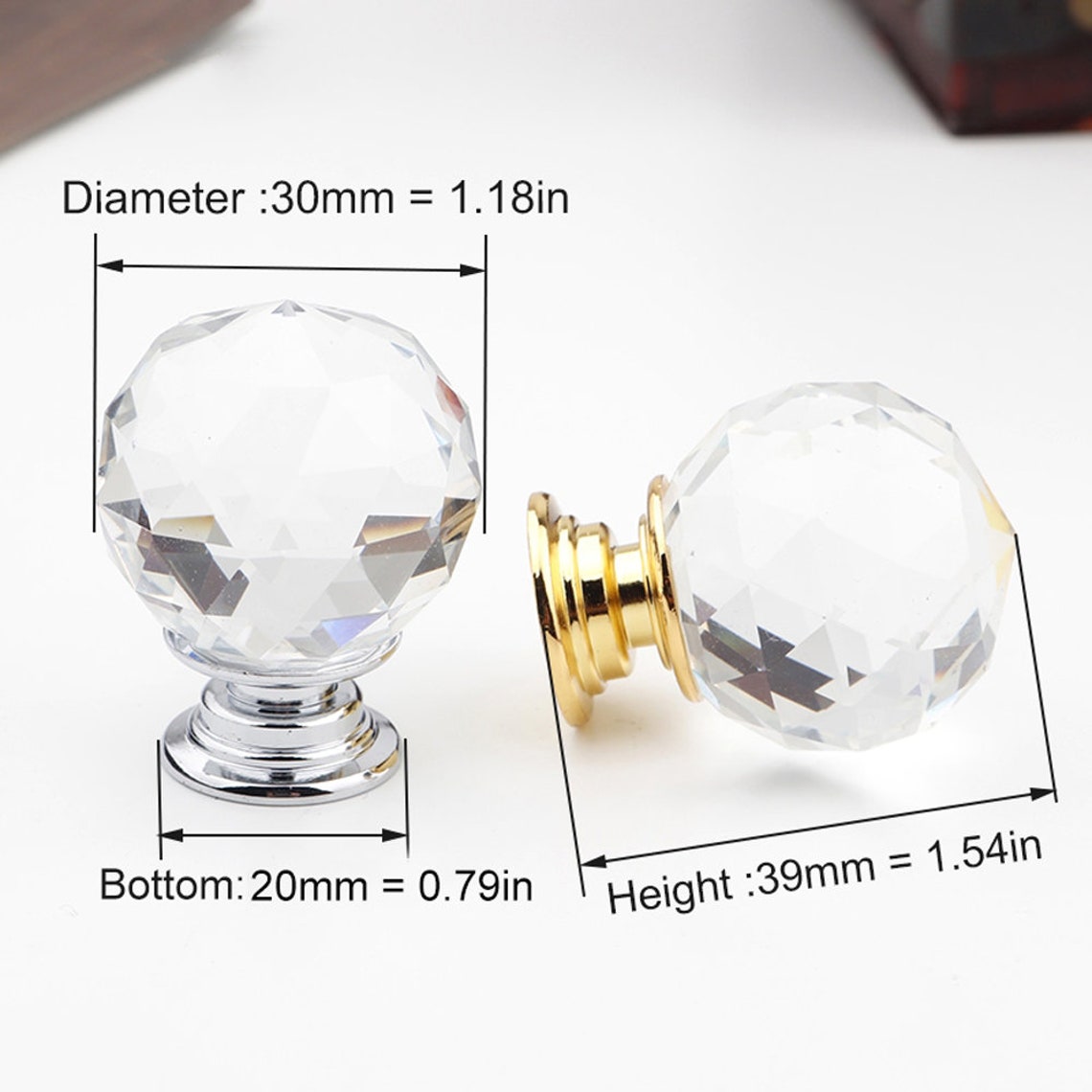 30mm Rhinestone Glass Dresser Knob Crystal Drawer Knobs Pulls Etsy