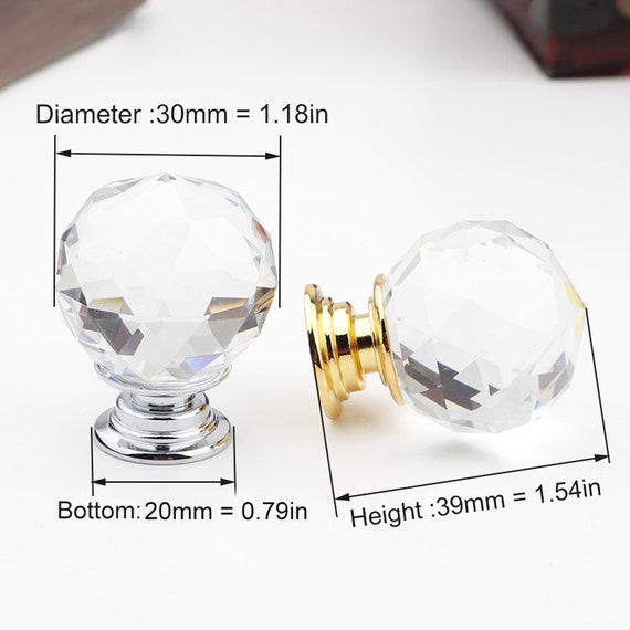 Comprar 10 pomos de cristal de 30 mm con tornillos con forma de
