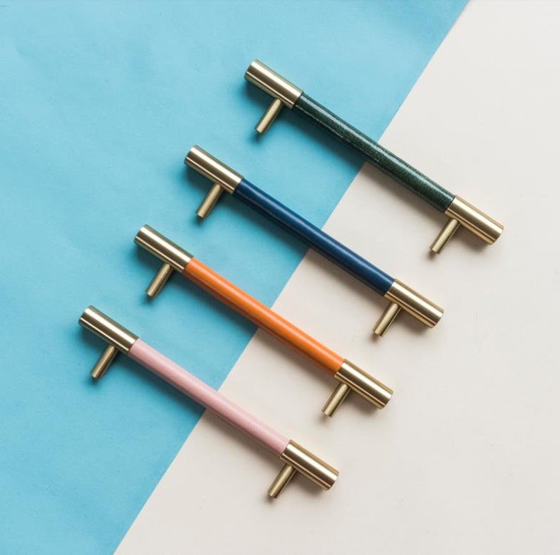 Colorful Cowhide Knobs Kitchen Pulls Drawer Knobs Etsy