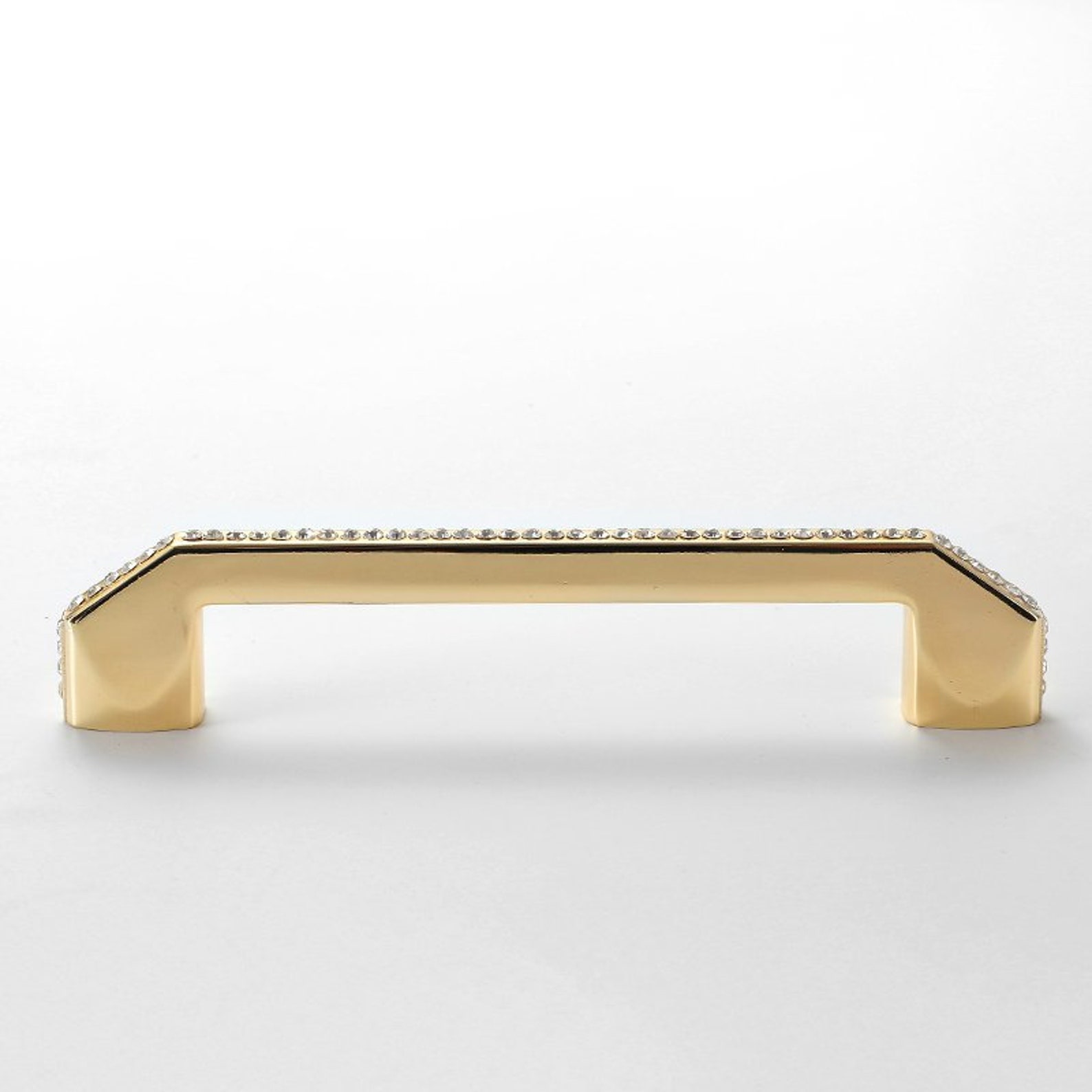 Bright Gold With Diamonds Knob Kitchen Pull Drawer Etsy