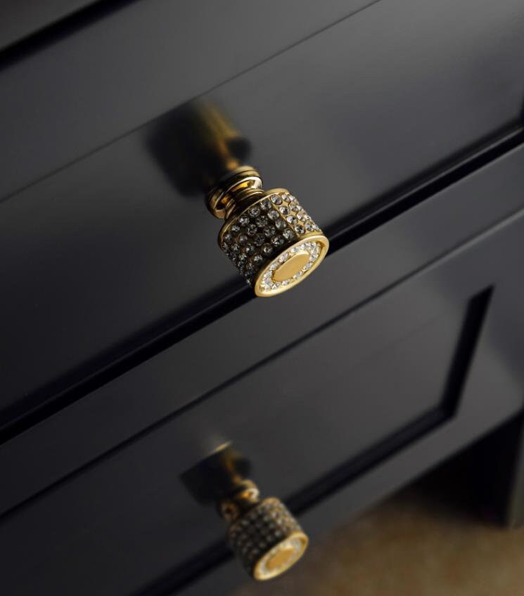 Bright Gold With Diamonds Knob Kitchen Pull Drawer Etsy