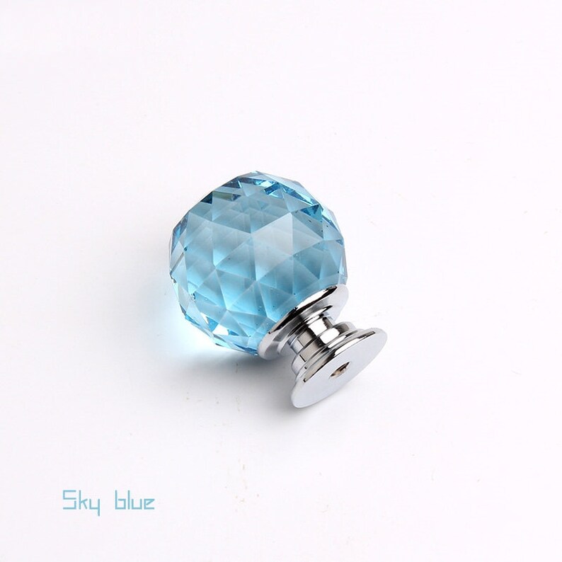 30mm Rhinestone Glass Dresser Knobs Crystal Drawer Knobs Blue Etsy