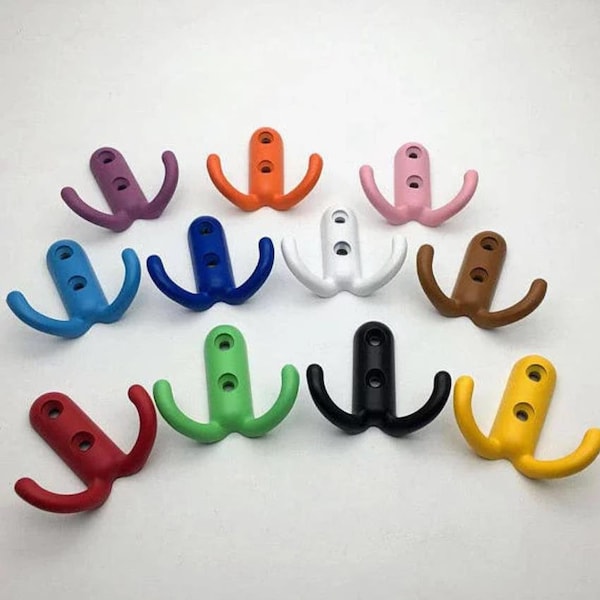 Colorful Hooks Decorative Hooks Coat Hangers Hooks Hook Wall Towel Hanger Double Hooks Red Purple White Black Orange Green Blue Pink Brown