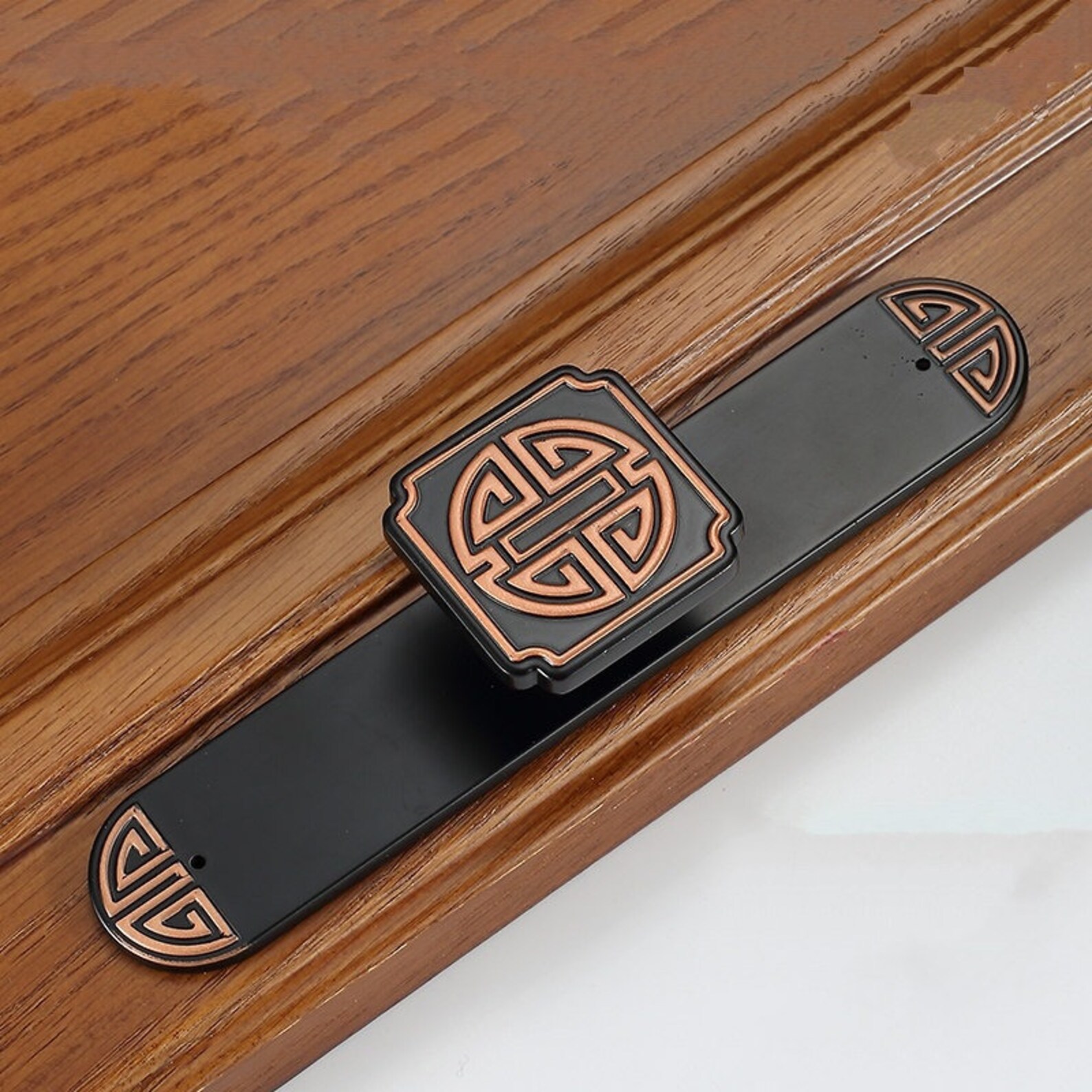 New Chinese Antique Wood Handle Brass Gold Drawer Etsy