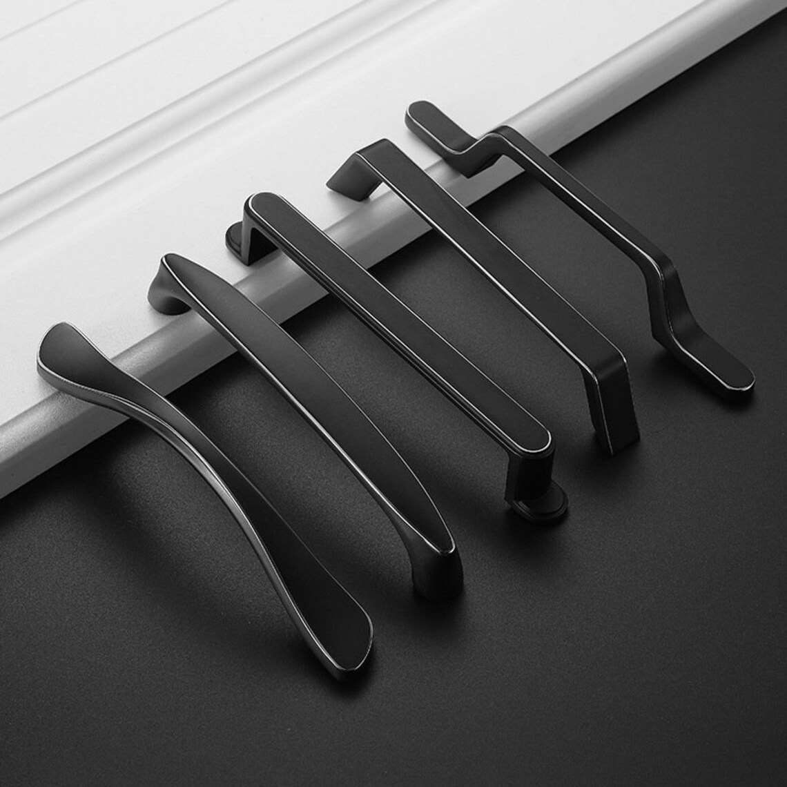 Blacksilver Edge Knob Kitchen Pulls Drawer Knobs Etsy