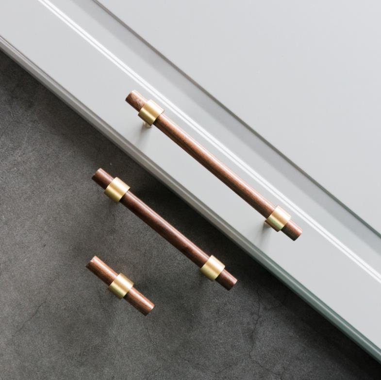 Dark Brown Wood Knobs Kitchen Pulls Drawer Knob Pull Etsy