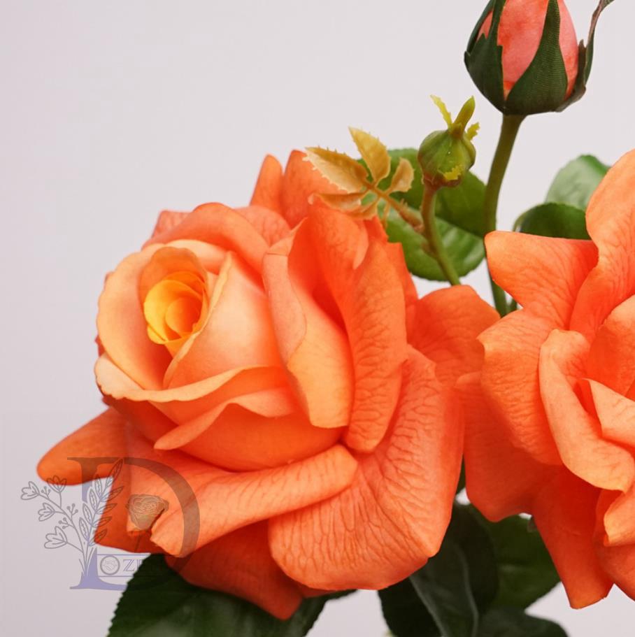Orange Real Touch Rose Stem, DIY Artificial Flowers (26.7