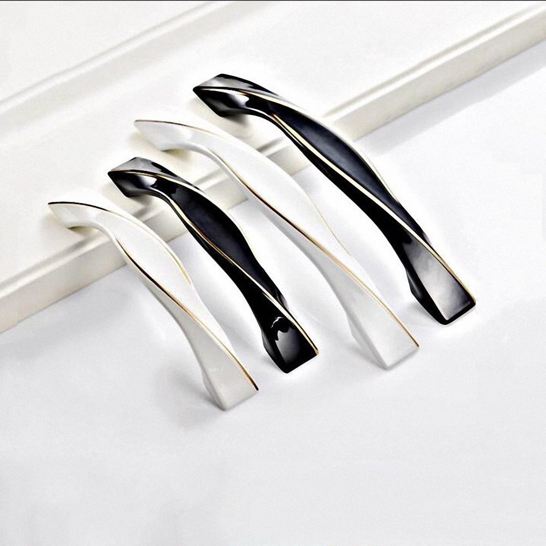 Black White Kitchen Cabinet Knobs Pulls Drawer Pulls Handles Dresser ...