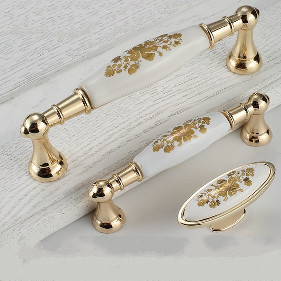 BE-TOOL Ceramic Marbling Cabinet Handle, 5.03 Inch Hole Centers Antique Drawer Pull For Kitchen Cabinet Knobs Dresser Handle Hardware Pull Type A