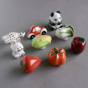 Colorful Knobs Children Fruits Vegetables Knobs / Maniglie Ceramic Drawer Knobs Dresser Knobs Kids Decorative Knobs Cabinet Knobs