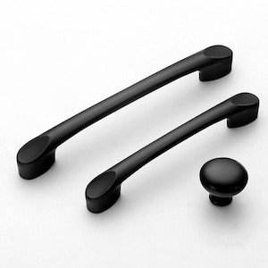 Black Knob Pull Handle Kitchen Cabinet Pulls Drawer Knob Pull Handles Dresser Knobs Pulls Aluminum Alloy Door Knob Handle Furniture Hardware