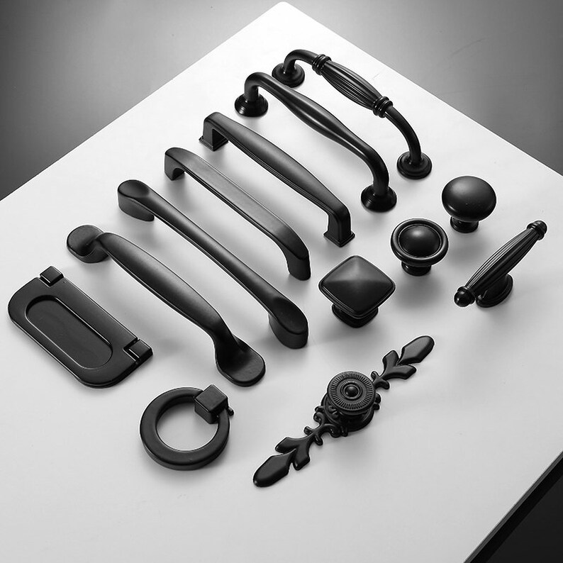 Matte Black Knobs Kitchen Pulls Drawer Knobs Pull Etsy